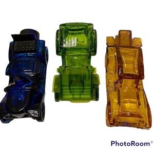 AVON  Vintage glass CARS empty aftershave decanters. Bundle of 3